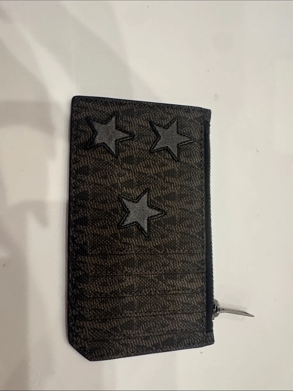 Saint Laurent Brown and Black Star-Accent Zip Wallet